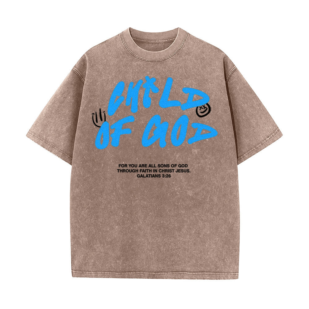 Christianartworkshop Lebendiges Graffiti-T-Shirt „Kind Gottes“ Unisex-Waschung - Kaffee - 5XL - image 7