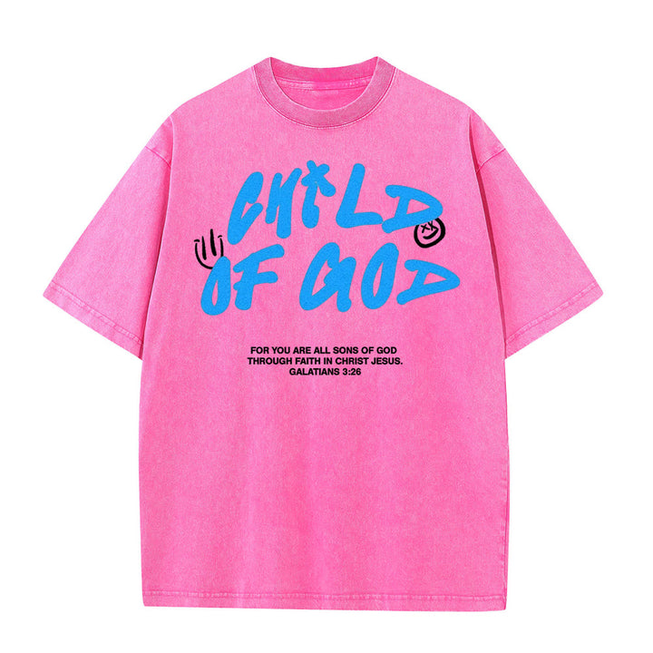 Christianartworkshop Lebendiges Graffiti-T-Shirt „Kind Gottes“ Unisex-Waschung - Rosa - 5XL - image 9