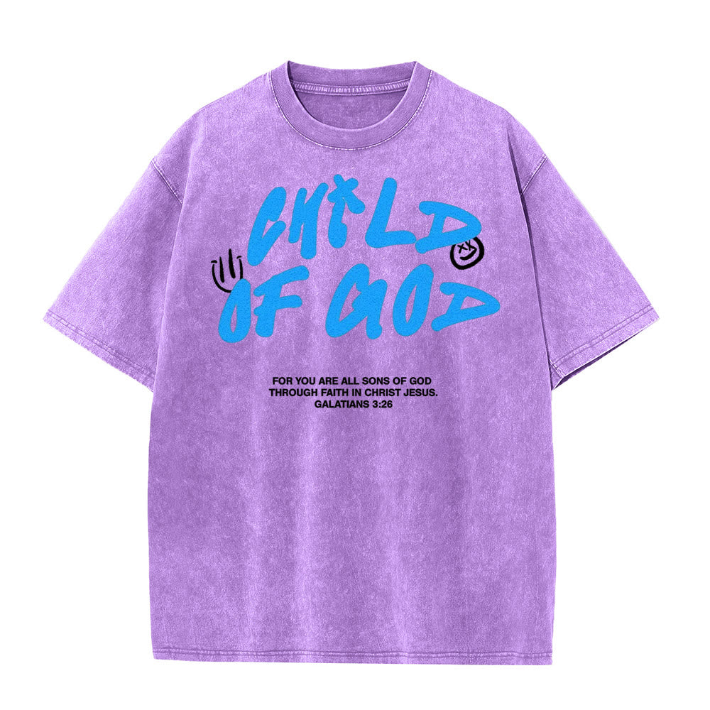 Christianartworkshop Lebendiges Graffiti-T-Shirt „Kind Gottes“ Unisex-Waschung - Lila - 5XL - image 5