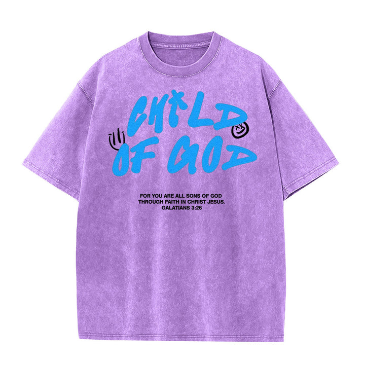 Christianartworkshop Lebendiges Graffiti-T-Shirt „Kind Gottes“ Unisex-Waschung - Lila - 5XL - image 5
