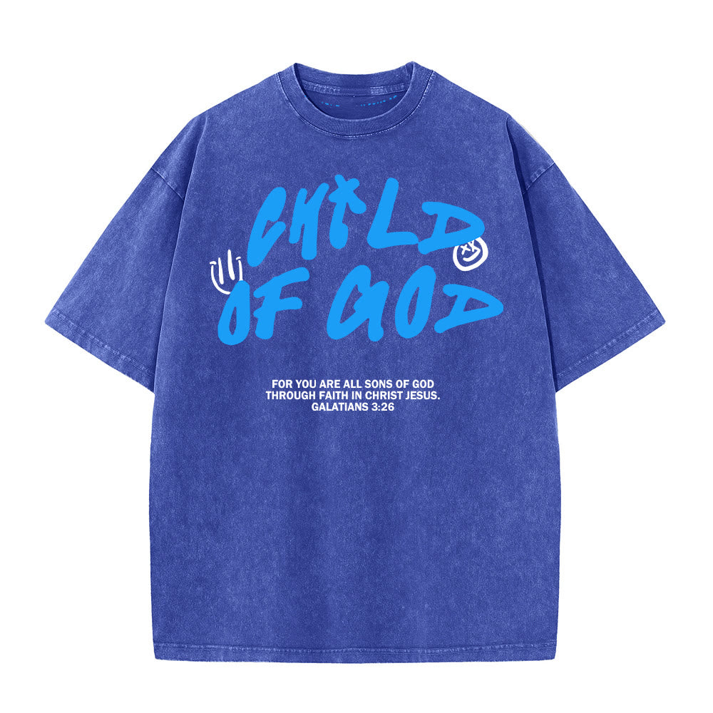 Christianartworkshop Lebendiges Graffiti-T-Shirt „Kind Gottes“ Unisex-Waschung - Blau - 5XL - image 4