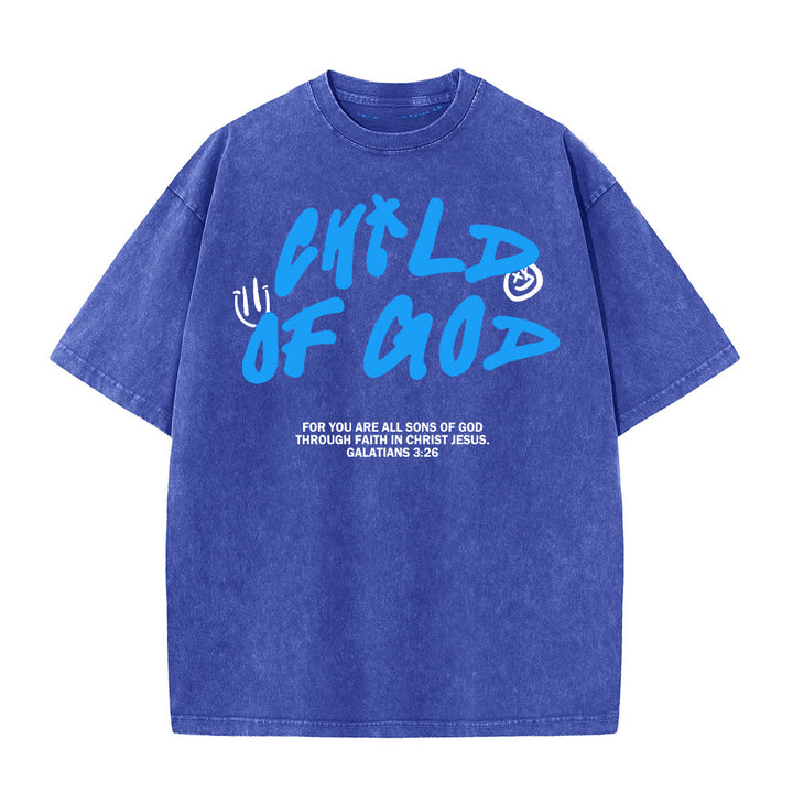 Christianartworkshop Lebendiges Graffiti-T-Shirt „Kind Gottes“ Unisex-Waschung - Blau - 5XL - image 4
