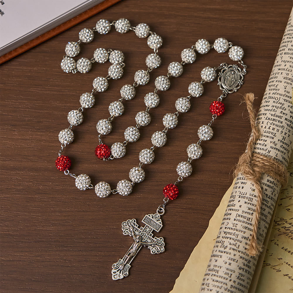 Wundermedaille und Kruzifix aus 10 mm runden Silberedelsteinen – Halskette von Christianartworkshop - image 3