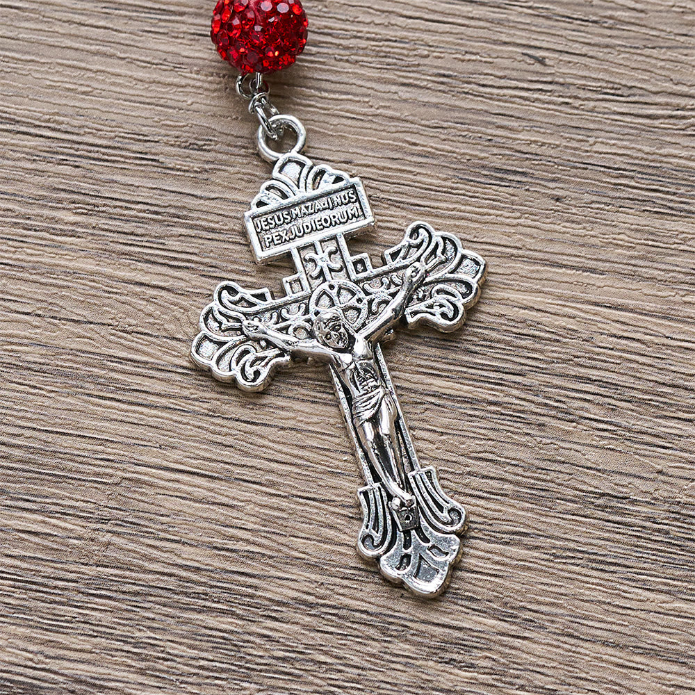 Wundermedaille und Kruzifix aus 10 mm runden Silberedelsteinen – Halskette von Christianartworkshop - image 5