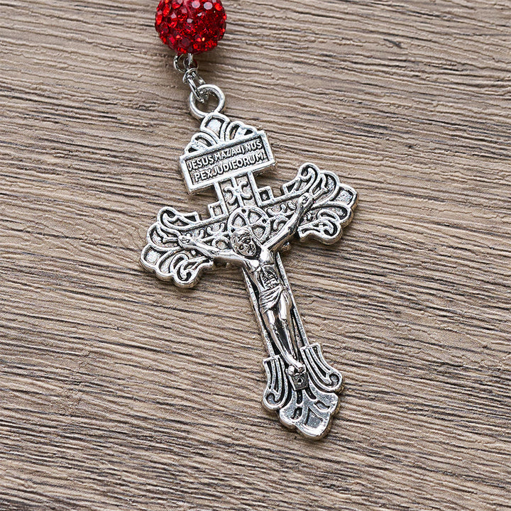 Wundermedaille und Kruzifix aus 10 mm runden Silberedelsteinen – Halskette von Christianartworkshop - image 5