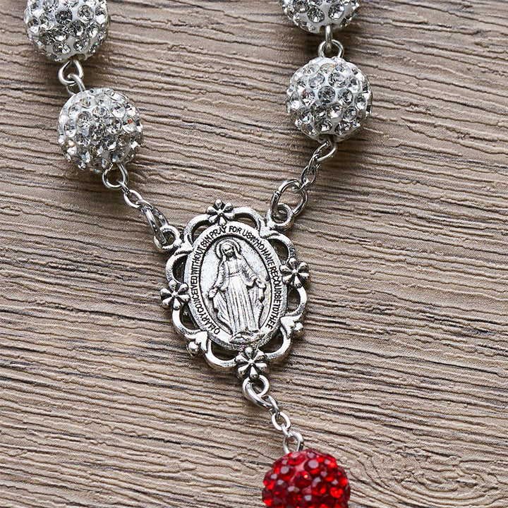 Wundermedaille und Kruzifix aus 10 mm runden Silberedelsteinen – Halskette von Christianartworkshop - image 6
