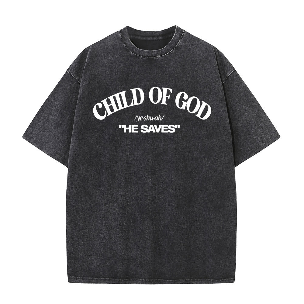 Christianartworkshop Klassischer Stil Er rettet Kind Gottes Unisex-T-Shirt (vorgewaschen) - Schwarz - 5XL - image 0
