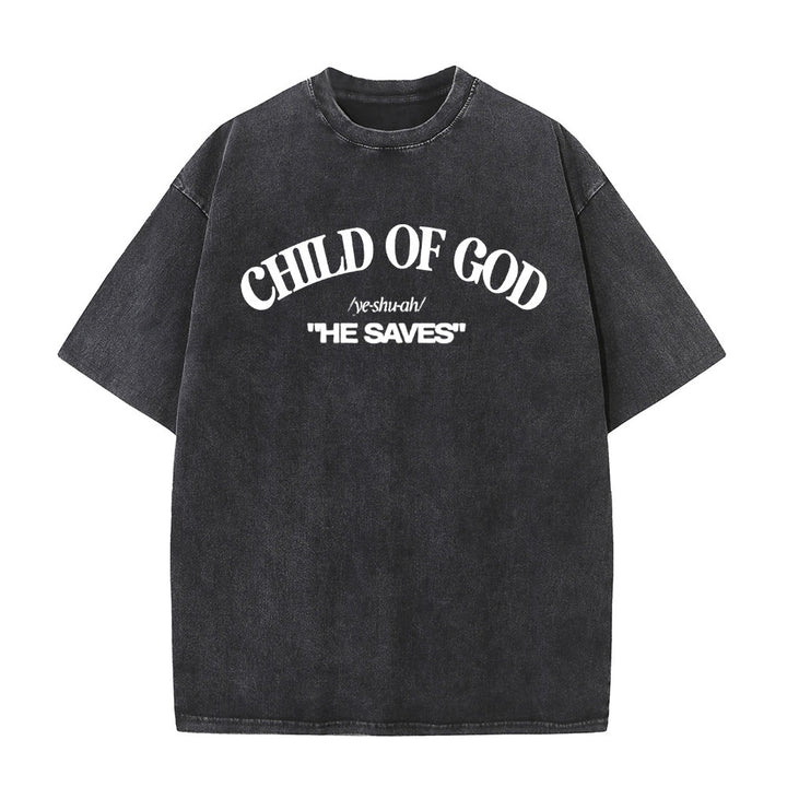Christianartworkshop Klassischer Stil Er rettet Kind Gottes Unisex-T-Shirt (vorgewaschen) - Schwarz - 5XL - image 0