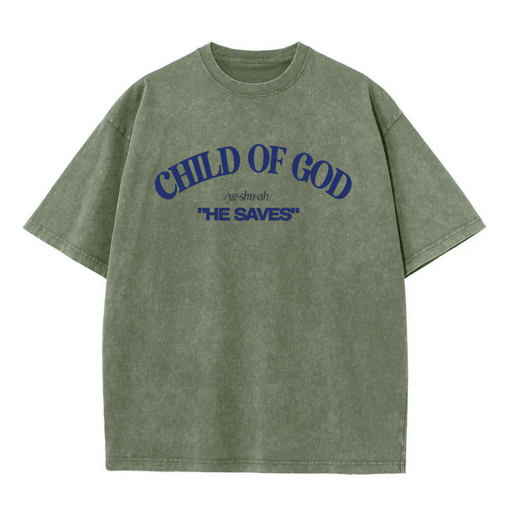 Christianartworkshop Klassischer Stil Er rettet Kind Gottes Unisex-T-Shirt (vorgewaschen) - Armeegrün - 5XL - image 1