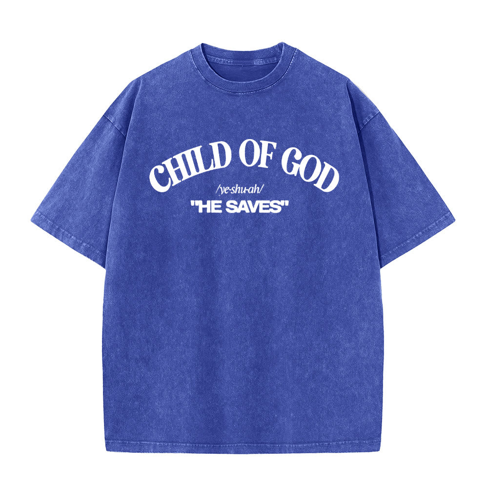 Christianartworkshop Klassischer Stil Er rettet Kind Gottes Unisex-T-Shirt (vorgewaschen) - Blau - 5XL - image 3