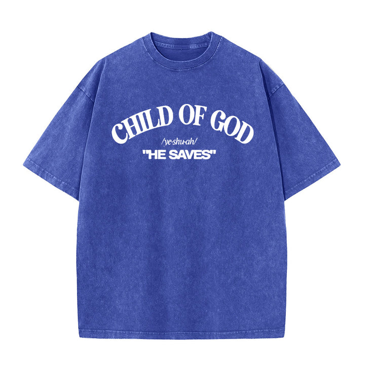 Christianartworkshop Klassischer Stil Er rettet Kind Gottes Unisex-T-Shirt (vorgewaschen) - Blau - 5XL - image 3