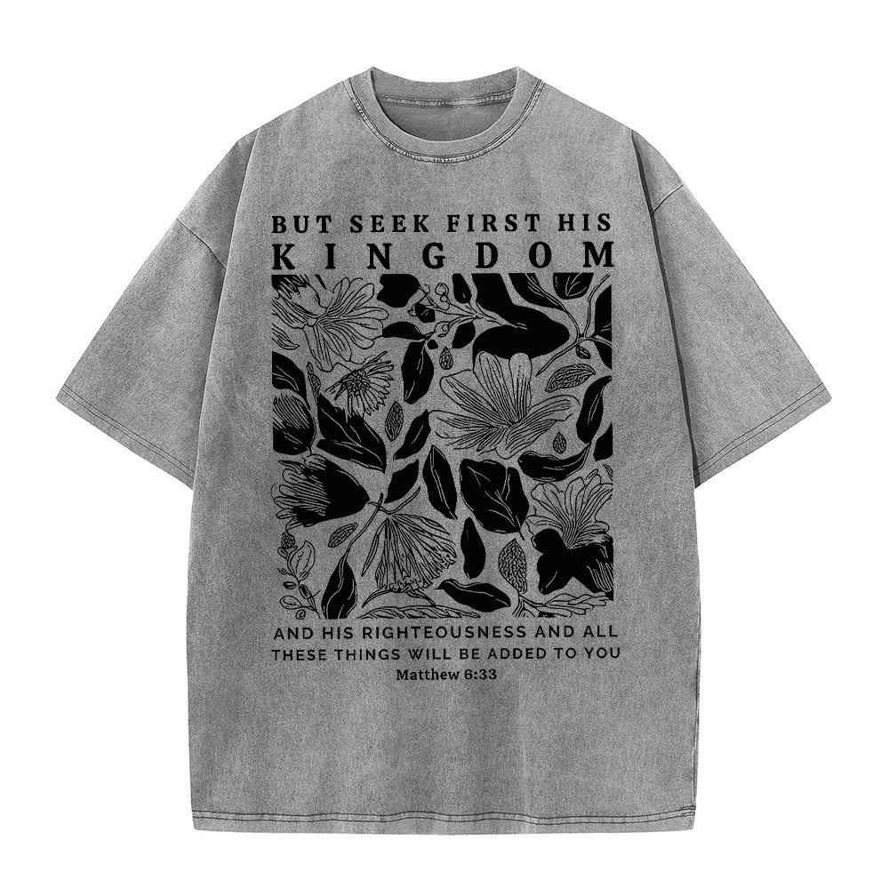 Christianartworkshop Aber sucht zuerst sein Reich Unisex-T-Shirt (vorgewaschen) - Grau - 5XL - image 5