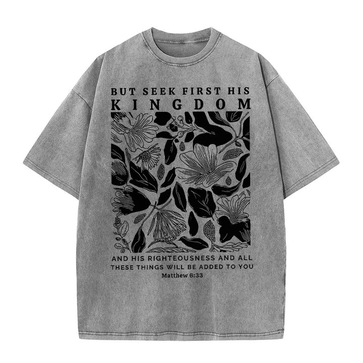 Christianartworkshop Aber sucht zuerst sein Reich Unisex-T-Shirt (vorgewaschen) - Grau - 5XL - image 5