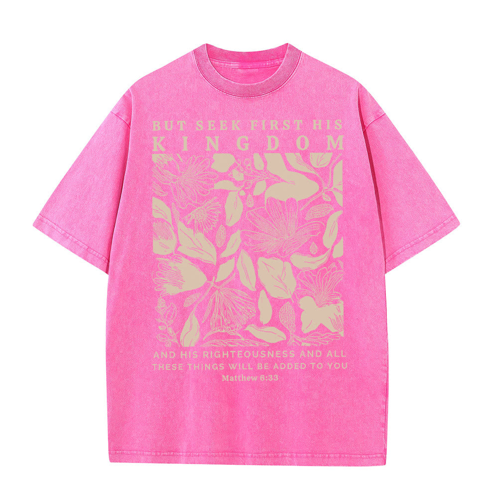 Christianartworkshop Aber sucht zuerst sein Reich Unisex-T-Shirt (vorgewaschen) - Rosa - 5XL - image 8