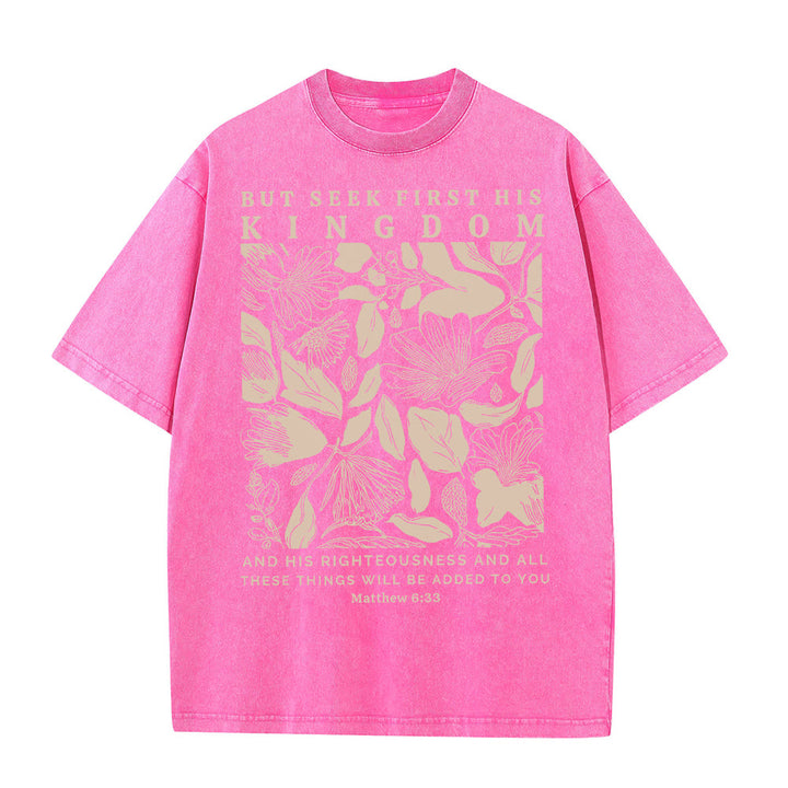 Christianartworkshop Aber sucht zuerst sein Reich Unisex-T-Shirt (vorgewaschen) - Rosa - 5XL - image 8