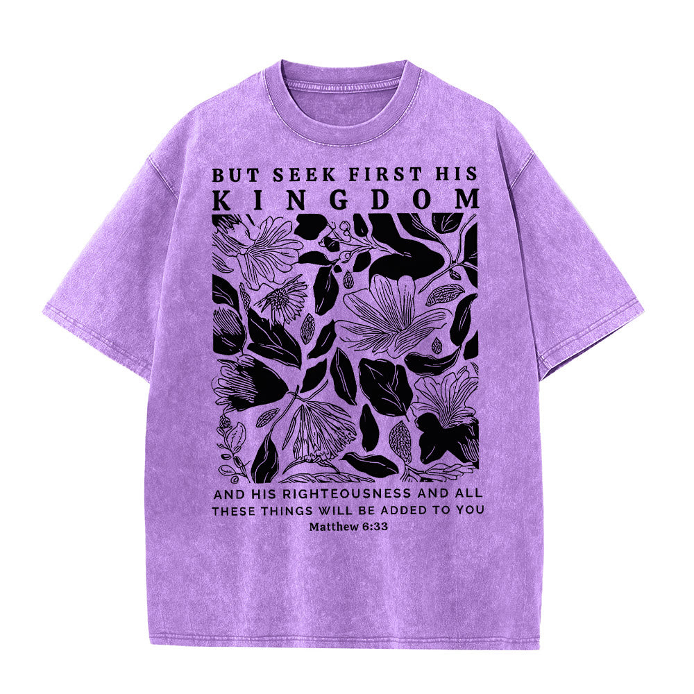 Christianartworkshop Aber sucht zuerst sein Reich Unisex-T-Shirt (vorgewaschen) - Lila - 5XL - image 9