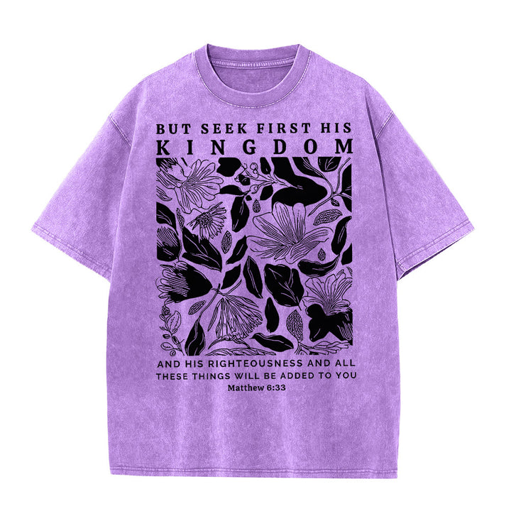 Christianartworkshop Aber sucht zuerst sein Reich Unisex-T-Shirt (vorgewaschen) - Lila - 5XL - image 9