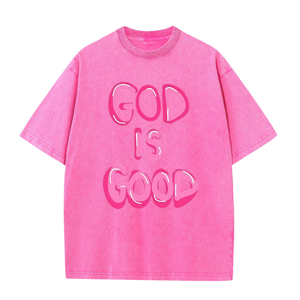 Christianartworkshop Gott ist gut Unisex-T-Shirt (vorgewaschen) - Rosa - 5XL - image 4