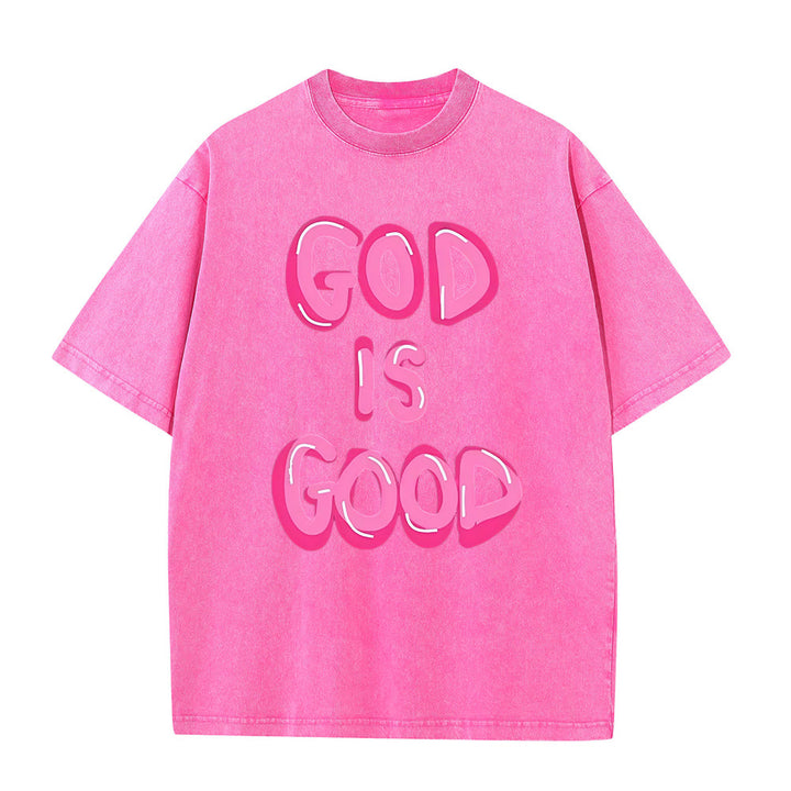 Christianartworkshop Gott ist gut Unisex-T-Shirt (vorgewaschen) - Rosa - 5XL - image 4