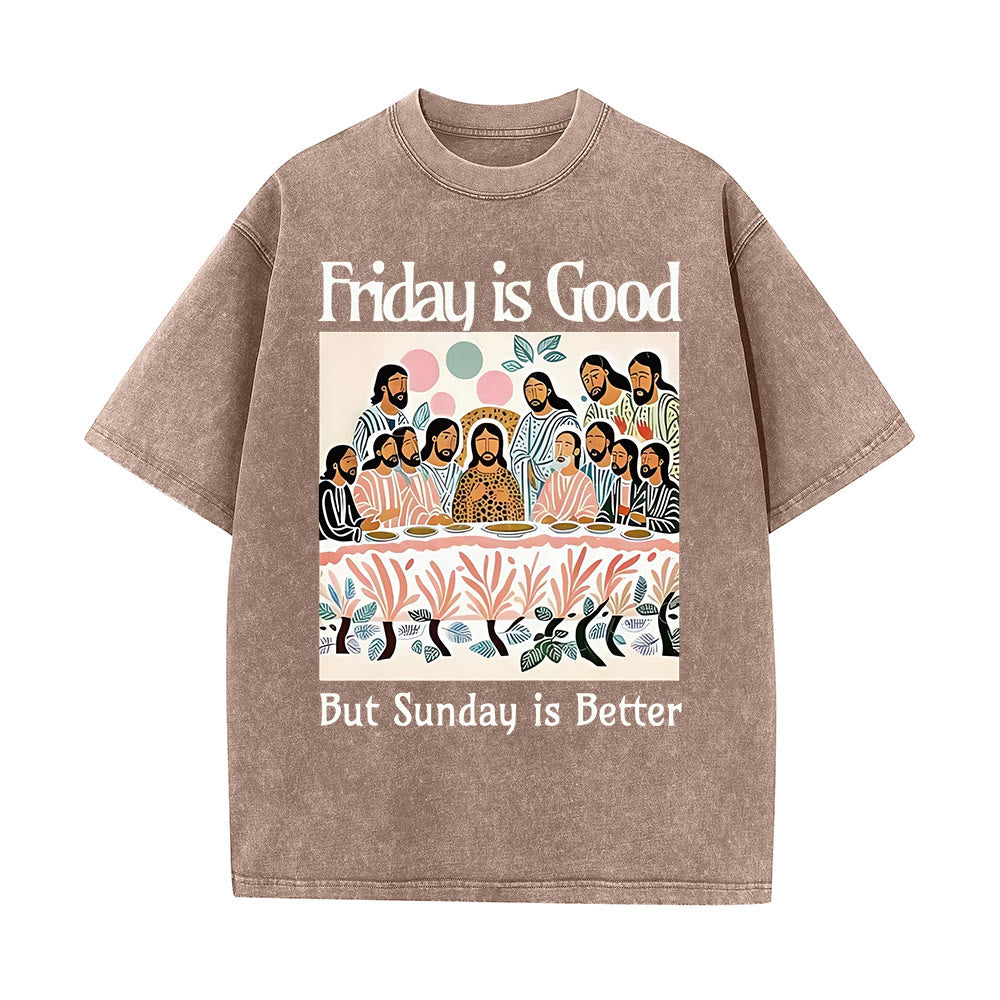 Christianartworkshop Friday Is Good Buntes, gewaschenes T-Shirt - Kaffee - 5XL - image 0