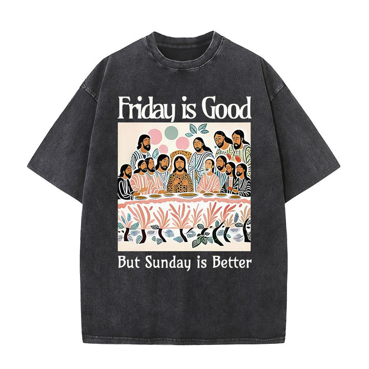 Christianartworkshop Friday Is Good Buntes, gewaschenes T-Shirt - Schwarz - 5XL - image 8