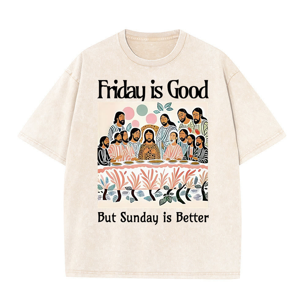 Christianartworkshop Friday Is Good Buntes, gewaschenes T-Shirt - Aprikose - 5XL - image 1