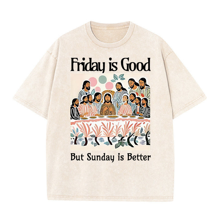 Christianartworkshop Friday Is Good Buntes, gewaschenes T-Shirt - Aprikose - 5XL - image 1