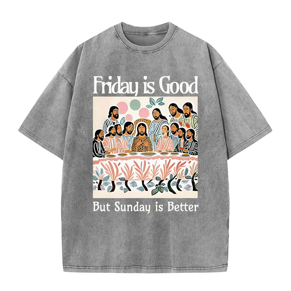 Christianartworkshop Friday Is Good Buntes, gewaschenes T-Shirt - Grau - 5XL - image 3