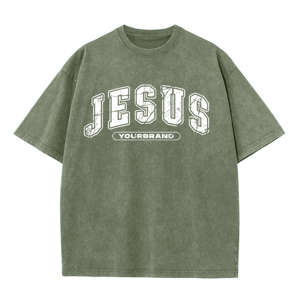 Christianartworkshop Vintage Style Jesus Christus Unisex Washed T-Shirt - image 1
