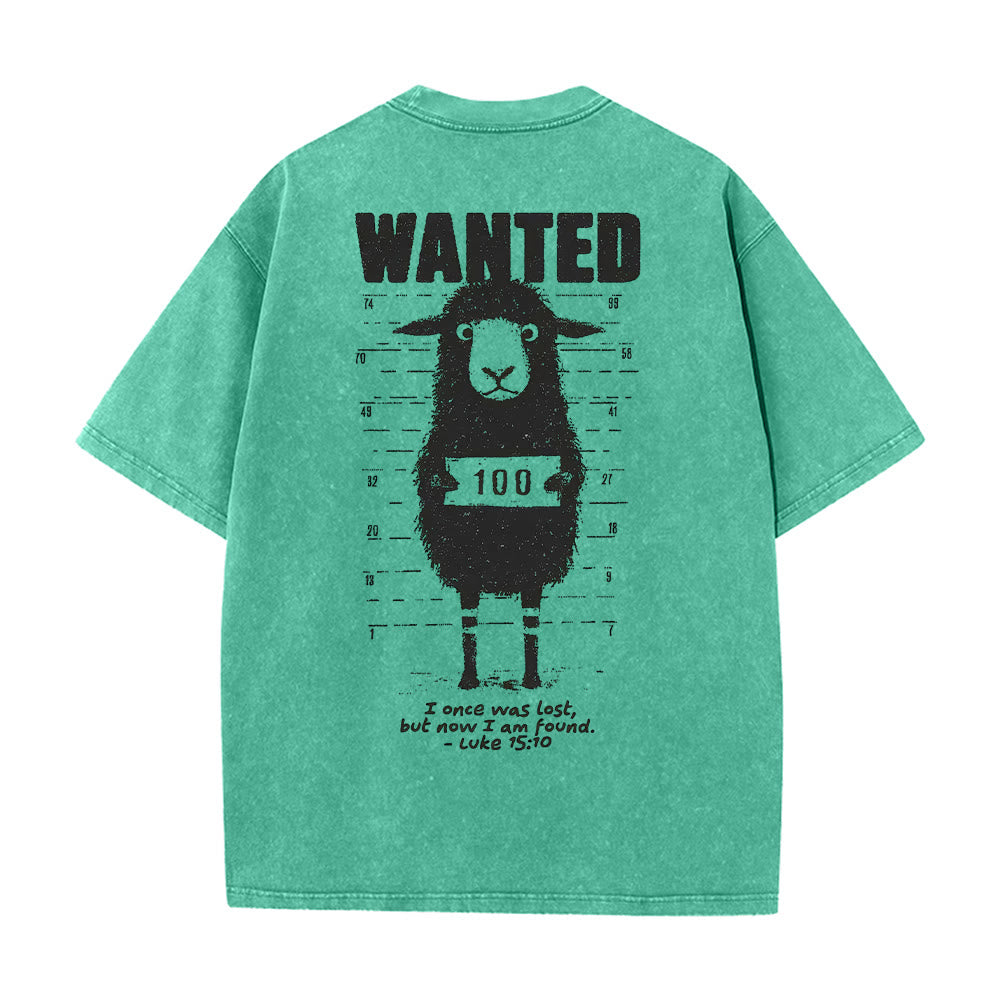 Christianartworkshop Wanted Sheep Unisex Washed T-Shirt - Grün - 5XL - image 8