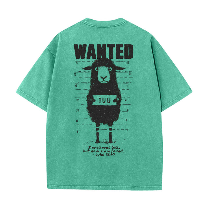 Christianartworkshop Wanted Sheep Unisex Washed T-Shirt - Grün - 5XL - image 8