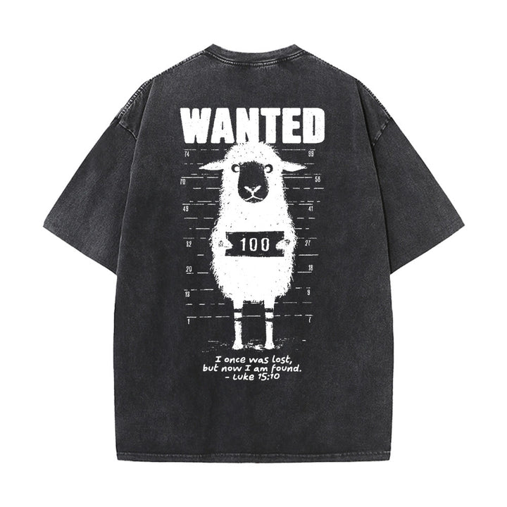 Christianartworkshop Wanted Sheep Unisex Washed T-Shirt - Schwarz - 5XL - image 2
