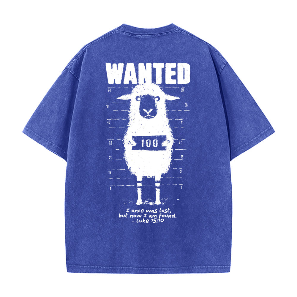 Christianartworkshop Wanted Sheep Unisex Washed T-Shirt - Blau - 5XL - image 12