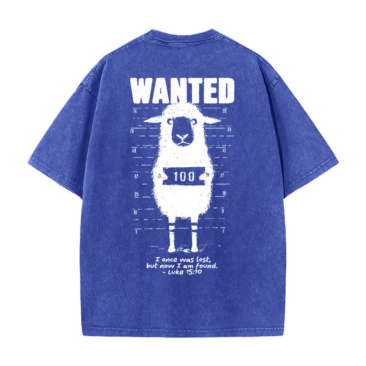 Christianartworkshop Wanted Sheep Unisex Washed T-Shirt - Blau - 5XL - image 12