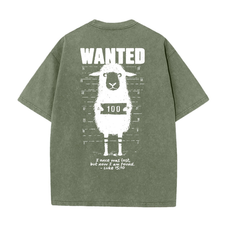 Christianartworkshop Wanted Sheep Unisex Washed T-Shirt - Armeegrün - 5XL - image 4