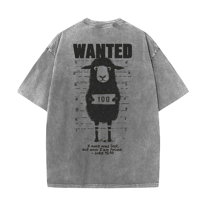 Christianartworkshop Wanted Sheep Unisex Washed T-Shirt - Grau - 5XL - image 0