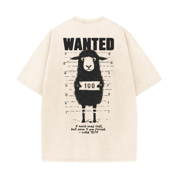 Christianartworkshop Wanted Sheep Unisex Washed T-Shirt - Aprikose - 5XL - image 6