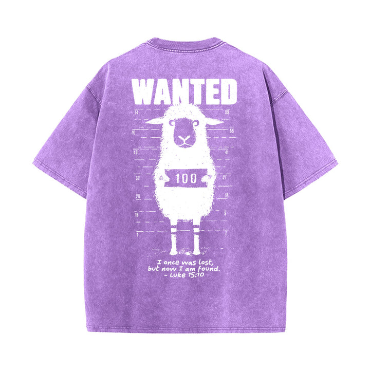 Christianartworkshop Wanted Sheep Unisex Washed T-Shirt - Lila - 5XL - image 10