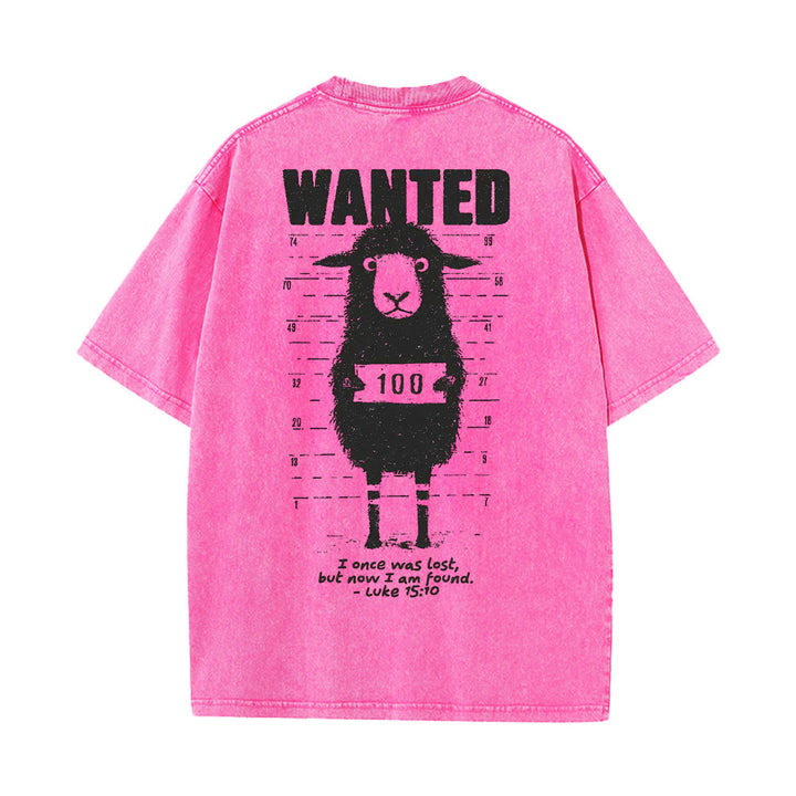 Christianartworkshop Wanted Sheep Unisex Washed T-Shirt - Rosa - 5XL - image 14