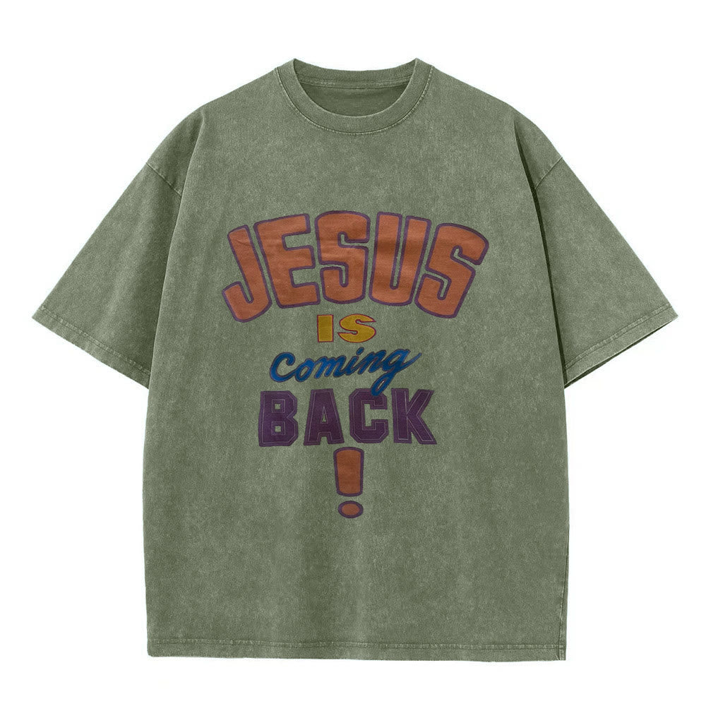 Christianartworkshop „Jesus kommt wieder“ Unisex-T-Shirt (vorgewaschen) - Armeegrün - 5XL - image 5