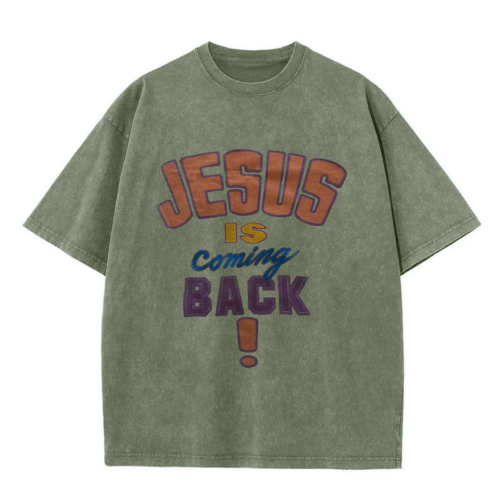 Christianartworkshop „Jesus kommt wieder“ Unisex-T-Shirt (vorgewaschen) - Armeegrün - 5XL - image 5