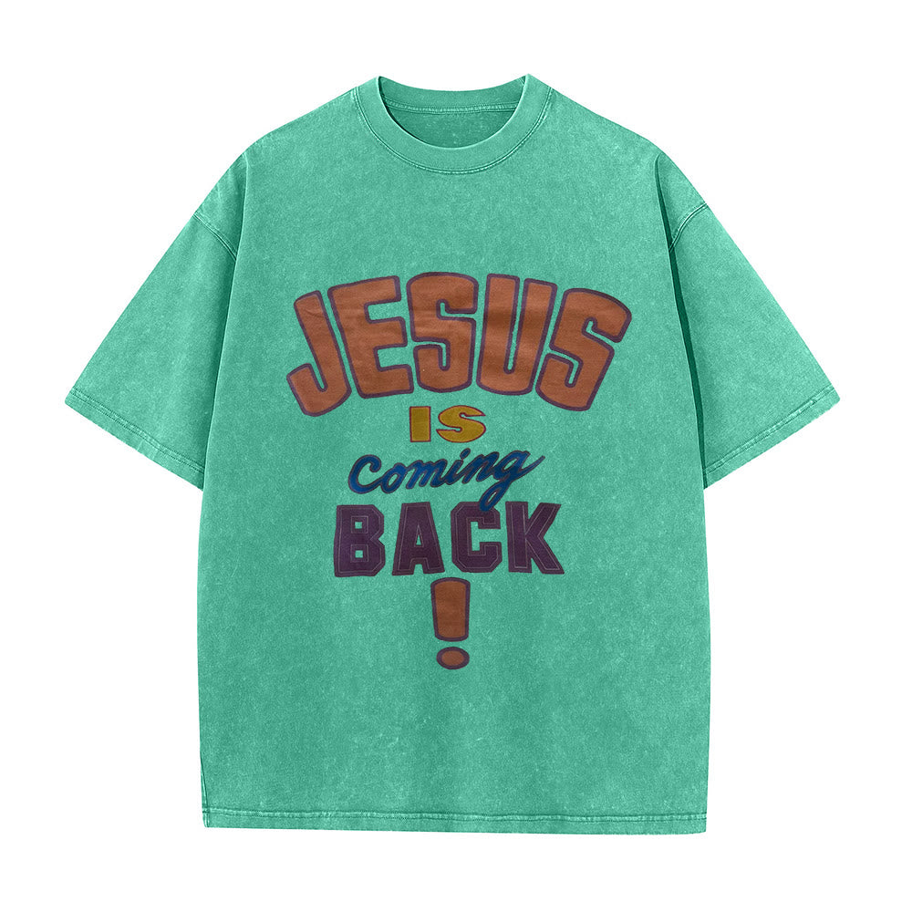 Christianartworkshop „Jesus kommt wieder“ Unisex-T-Shirt (vorgewaschen) - Grün - 5XL - image 3