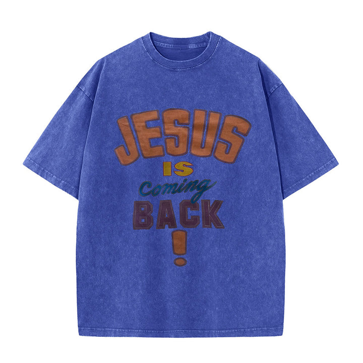 Christianartworkshop „Jesus kommt wieder“ Unisex-T-Shirt (vorgewaschen) - Blau - 5XL - image 8