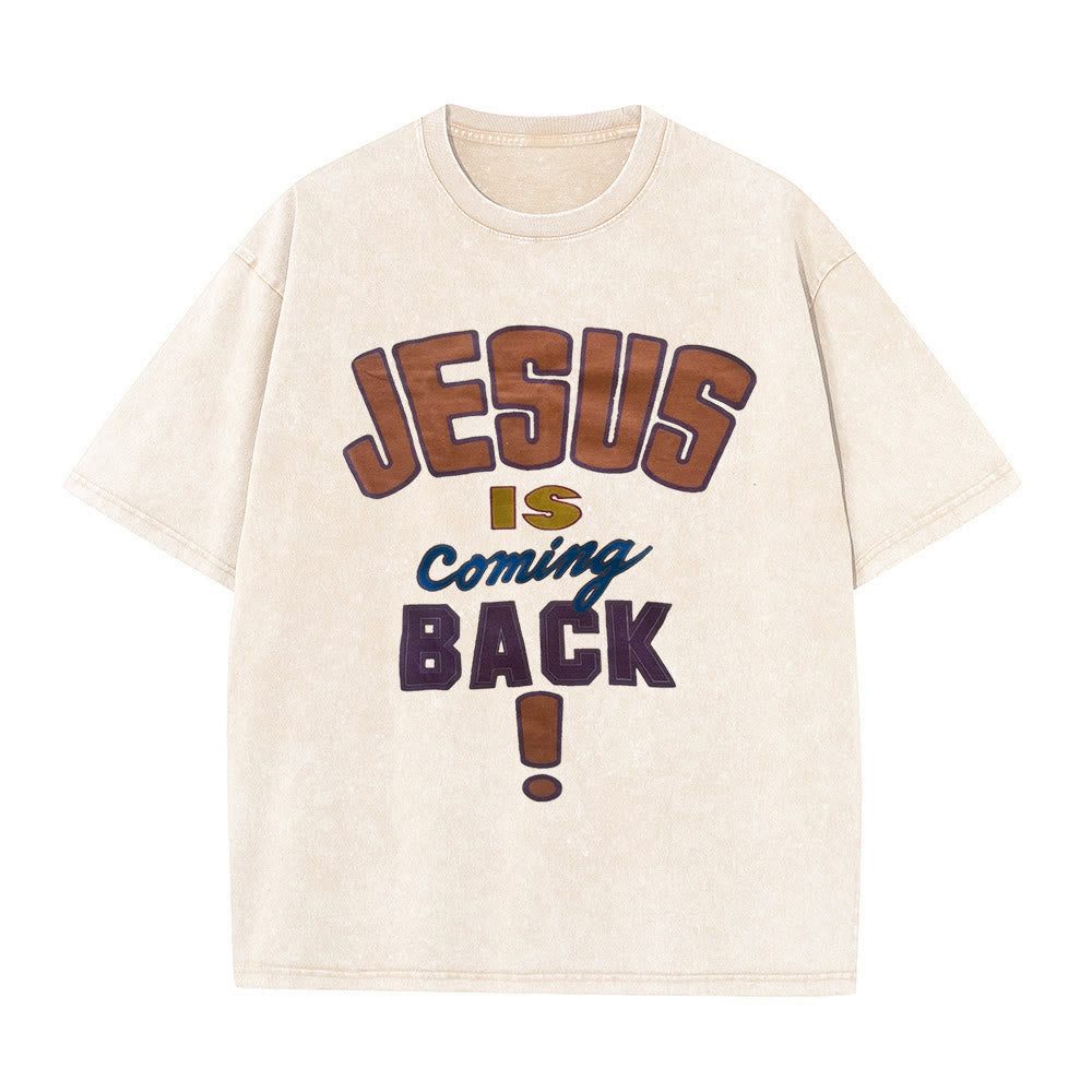 Christianartworkshop „Jesus kommt wieder“ Unisex-T-Shirt (vorgewaschen) - Aprikose - 5XL - image 1