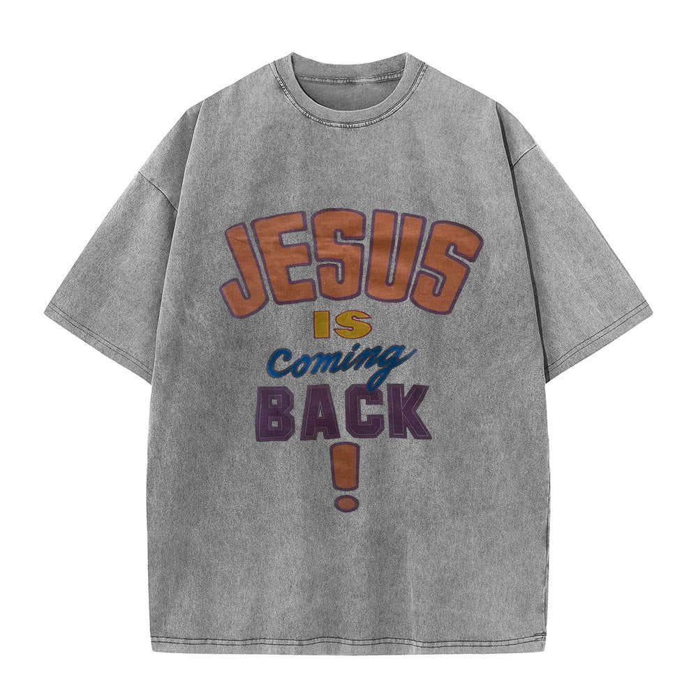 Christianartworkshop „Jesus kommt wieder“ Unisex-T-Shirt (vorgewaschen) - Grau - 5XL - image 7