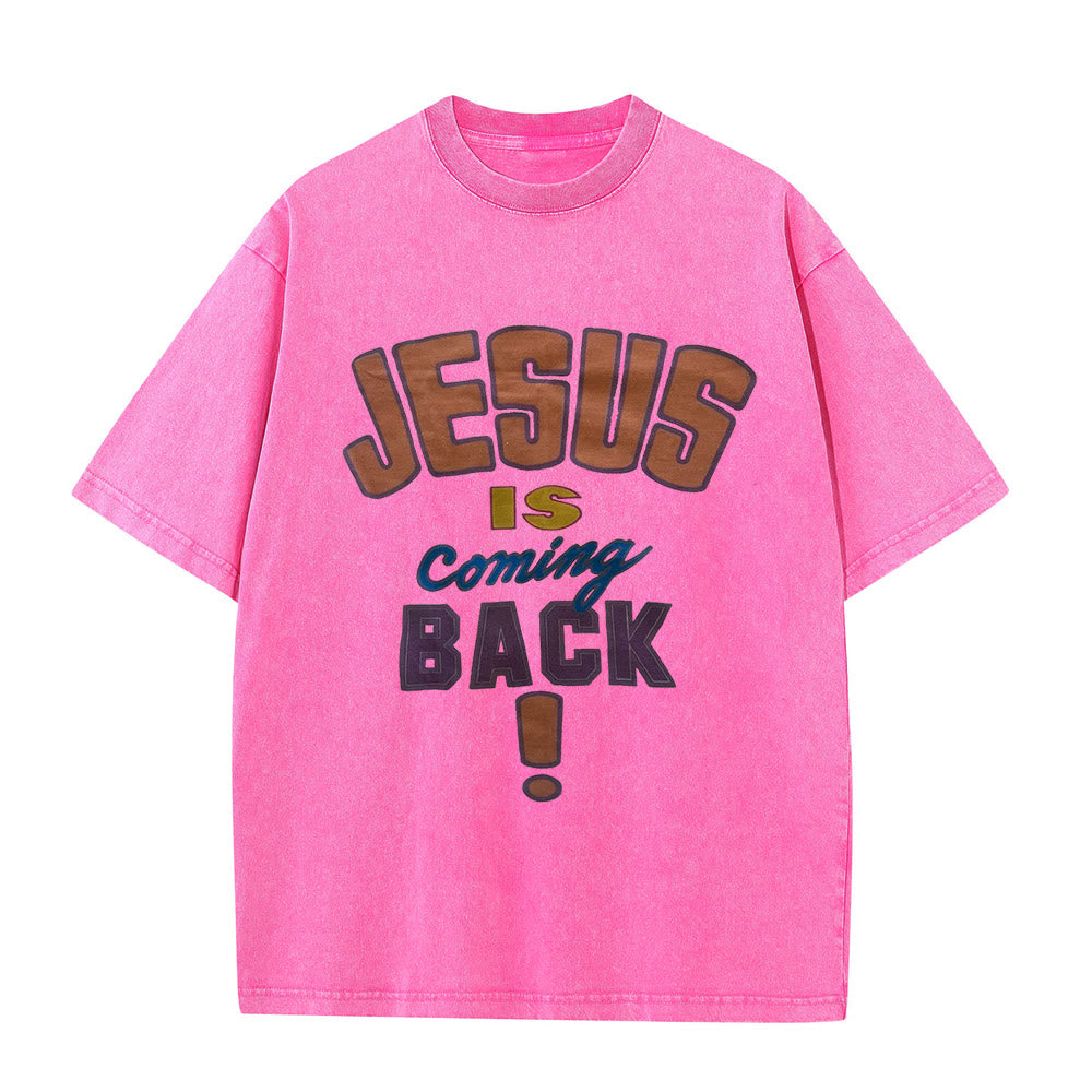 Christianartworkshop „Jesus kommt wieder“ Unisex-T-Shirt (vorgewaschen) - Rosa - 5XL - image 2
