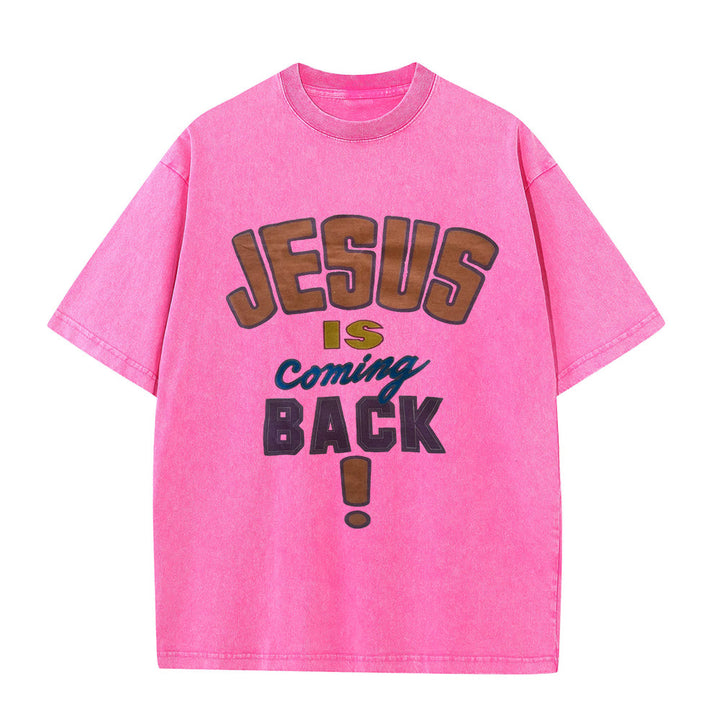 Christianartworkshop „Jesus kommt wieder“ Unisex-T-Shirt (vorgewaschen) - Rosa - 5XL - image 2