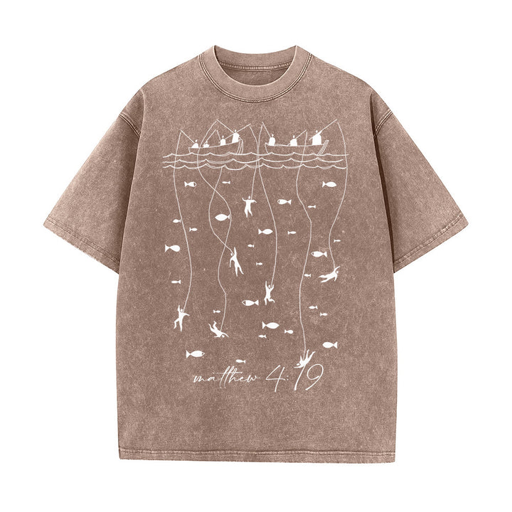 Christianartworkshop Biblisches Fischer-Motiv Unisex-T-Shirt (vorgewaschen) - Kaffee - 5XL - image 8