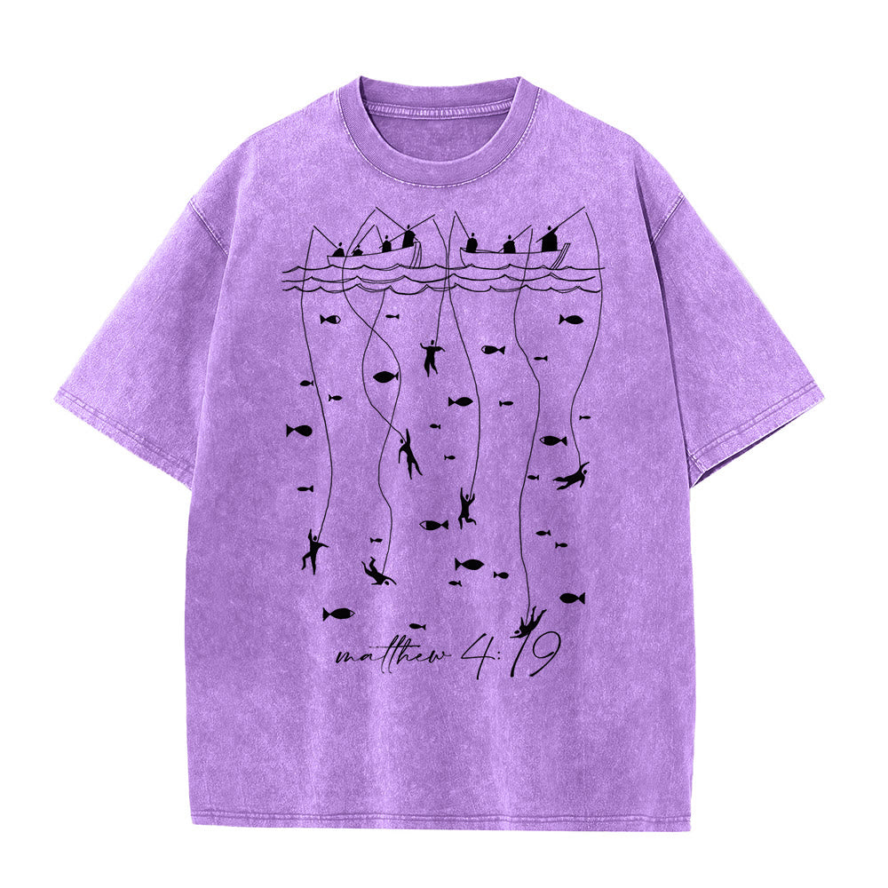 Christianartworkshop Biblisches Fischer-Motiv Unisex-T-Shirt (vorgewaschen) - Lila - 5XL - image 2