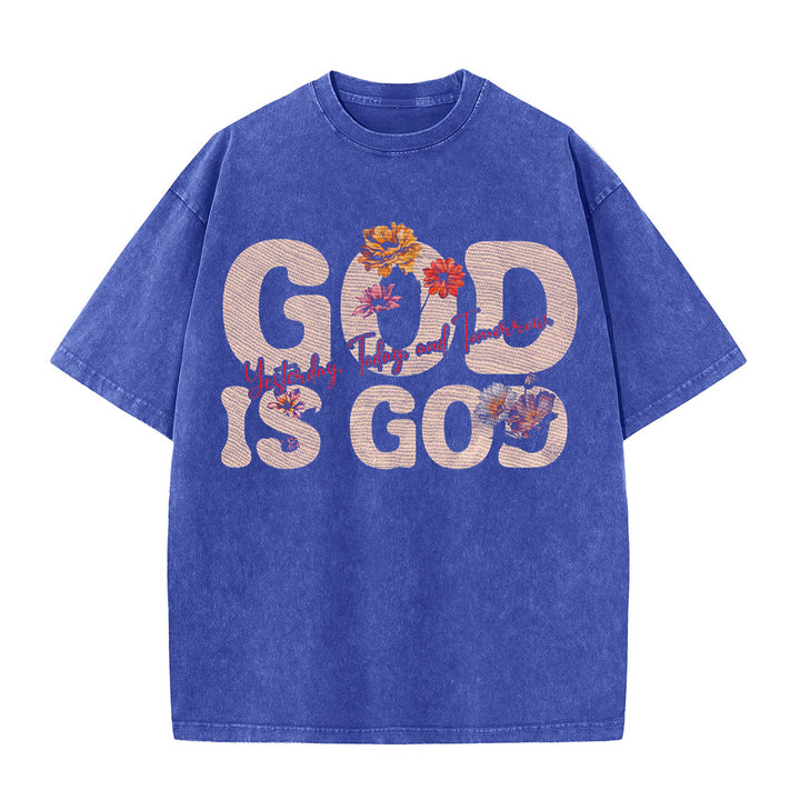 Christianartworkshop Gott ist Gott Unisex-T-Shirt (vorgewaschen) - Blau - 5XL - image 4